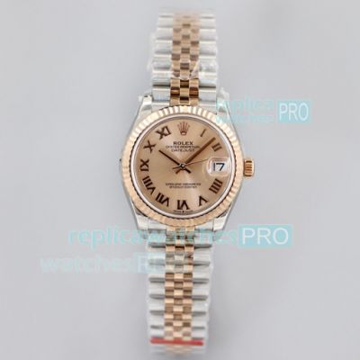 EW Swiss Replica Rolex Datejust Pink Gold Dial 2-Tone Jubilee Band Watch 31MM